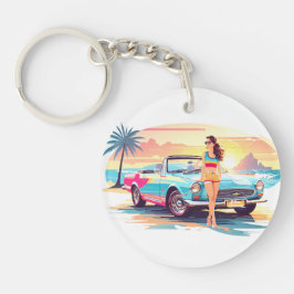 Llavero Chica con la naturaleza del coche y del sueño