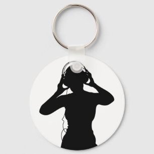 Llavero Chica con los auriculares en silueta