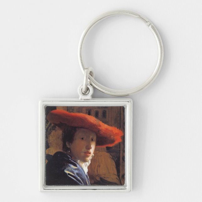 Llavero Chica con Red Hat, c.1665 (aceite en el panel) (Frente)