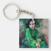 Chica con vestido verde