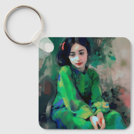 Llavero Chica con vestido verde