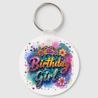 Llavero Chica Cumpleaños Leopardo Floral
