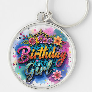 Llavero Chica Cumpleaños Leopardo Floral