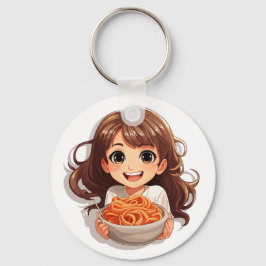 Llavero Chica Cute Kawaii comiendo Spaghetti