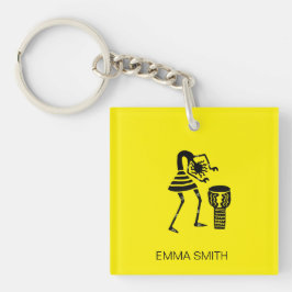 Llavero Chica de arte africano, música de silueta suave