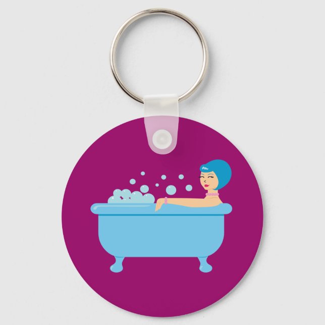 Llavero Chica de baño de burbujas retro (Anverso)