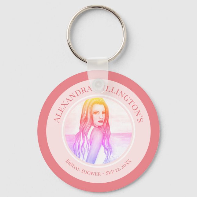 Llavero Chica de Cabello Rubio en la Playa en Despedida de (Anverso)