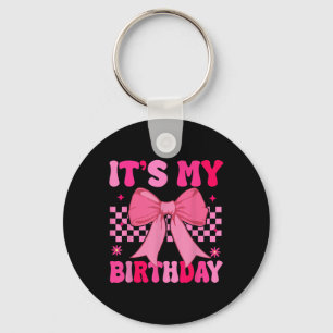 Llavero Chica de cumpleaños Coquette rosa Estética Bow Gir