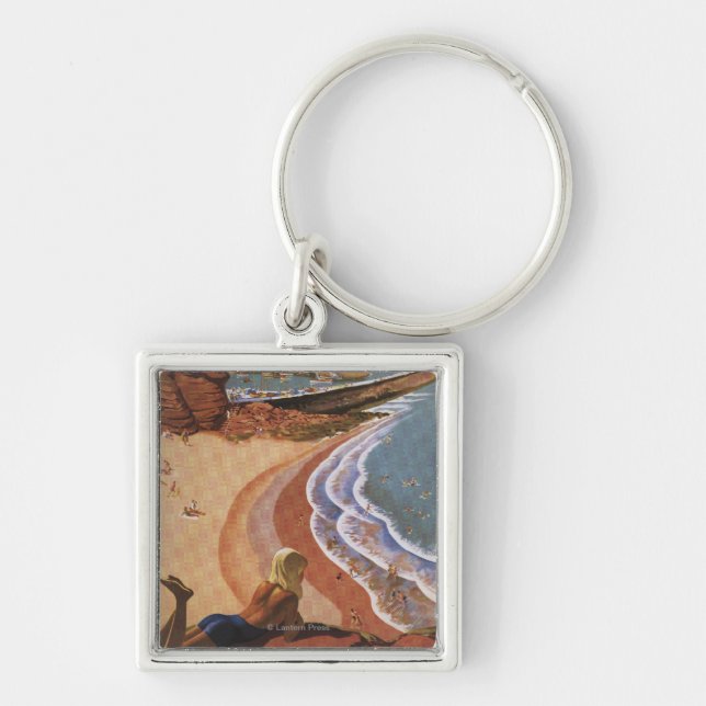 Llavero Chica de Ferrocarriles Británicos mirando un preci (Frente)