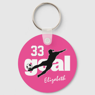 Llavero chica de fútbol rosa caliente o cualquier color pe