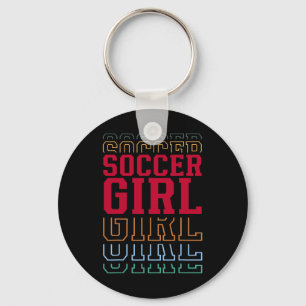 Llavero Chica de fútbol Texto en capas divertido Hija Jóve
