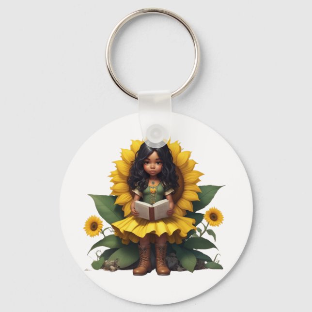 Llavero Chica de girasol Chibi (Anverso)