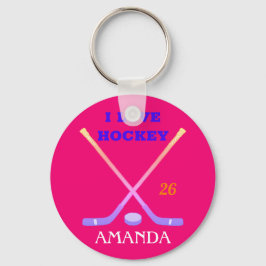 Llavero Chica de hockey personalizado Cute Pastel Ombre St
