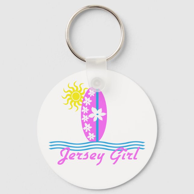 Llavero Chica de Jersey bebé Bodysuit Pink Surfboard W/Sun (Anverso)