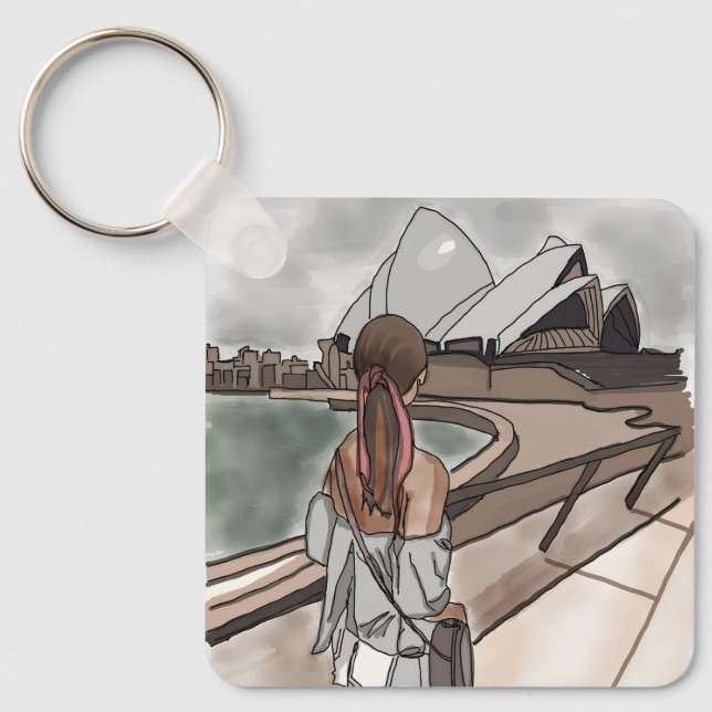 Llavero Chica de la Ópera de Sydney. (Anverso)