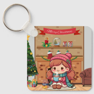Llavero Chica de navidad dulce con cacao