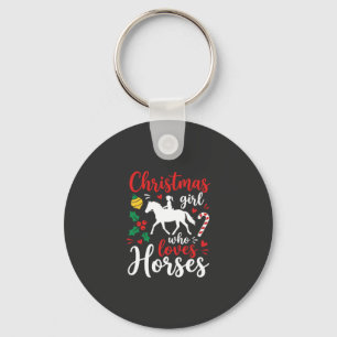 Llavero Chica de Navidad que ama los caballos
