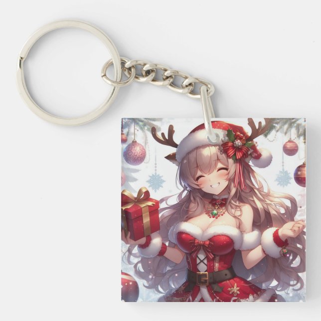 Llavero Chica de Navidades de anime (Frente)