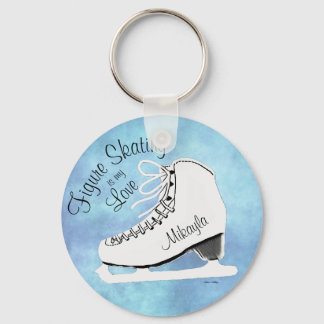Llavero Chica de patinaje sobre hielo azul personalizado