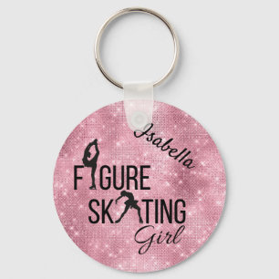 Llavero Chica de patinaje sobre hielo brillo rosa