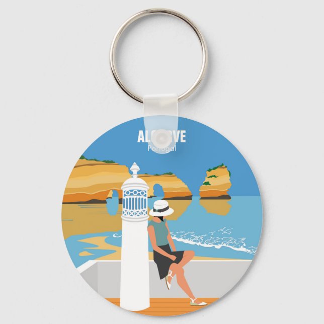Llavero Chica de playa de Algarve estilo vintage (Anverso)
