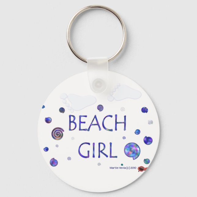 Llavero Chica de playa - Huellas de pie - Keychain (Anverso)