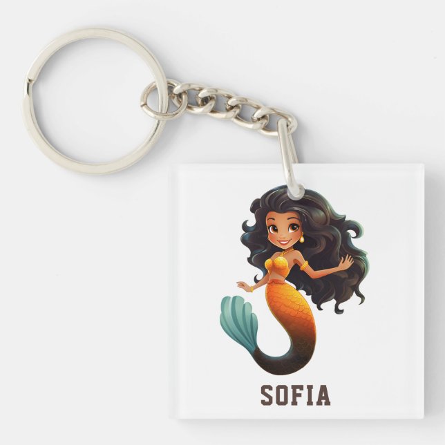 Llavero Chica de sirena africana educada - Nombre personal (Frente)