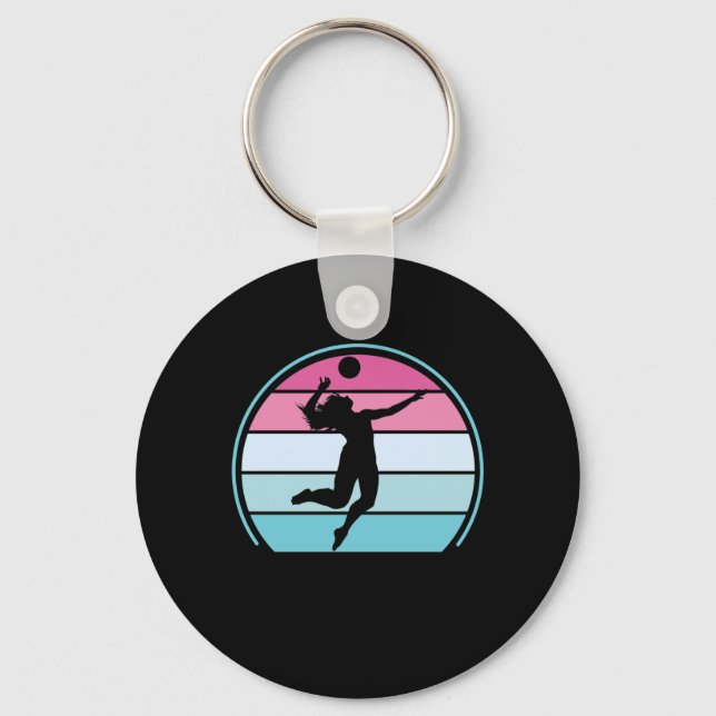 Llavero Chica de voleibol Retro Vintage (Anverso)