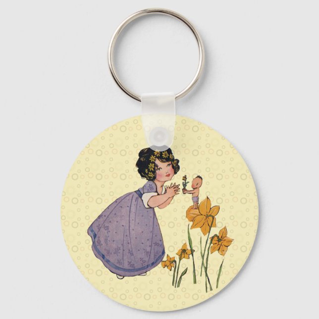 Llavero Chica Elf Fairy Daffodil Antiguo Pascua (Anverso)