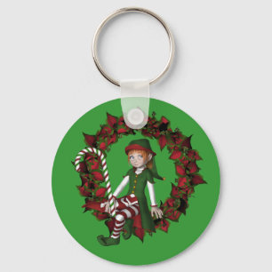 Llavero Chica Elf Sobre La Cadena De Claves De Festividad 