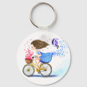 Llavero Chica En Bicicleta Romántico Keychain Gige Love