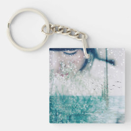 Llavero Chica esmeralda Océano Blanco Verde de doble cara