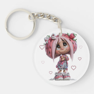 Llavero Chica Fresa Linda Personalizada