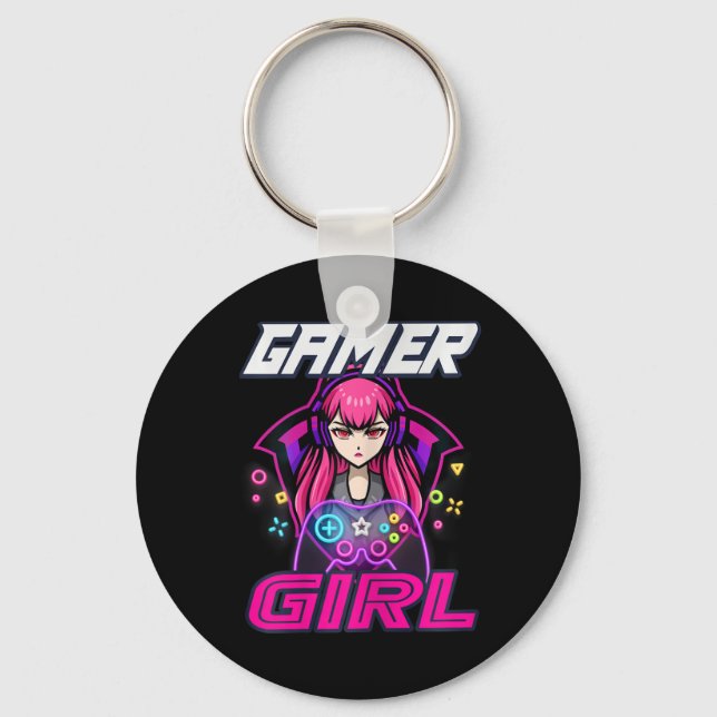 Llavero Chica Gamer Videojuego Mujer Amante de los Juegos  (Anverso)
