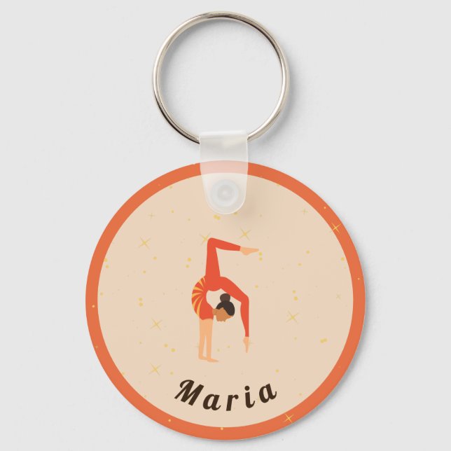 Llavero Chica Gimnasia Gimnasia Naranja Sparkle Sport Tema (Anverso)