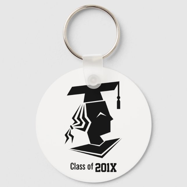 Llavero Chica Graduando Clase Año Memento Personalizado (Anverso)