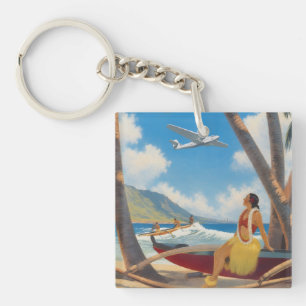 Llavero Chica Hula Hawaiana Vintage Escape Paradisíaco Alo