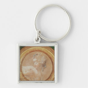 Llavero Chica joven que exprime su pecho