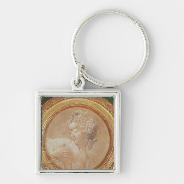 Llavero Chica joven que exprime su pecho (Frente)