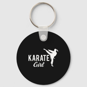 Llavero Chica Karate Pelea de Cola de Caballo Blanca Artes