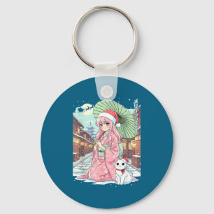 Llavero Chica Kimono Anime Navidad Japón Gato Xmas Japón A