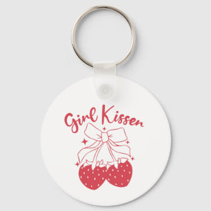 Llavero Chica Kisser-Cute Fresa Coquette Orgullo Lesbiano