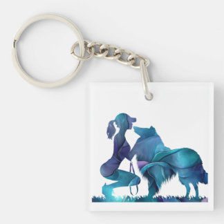 Llavero Chica Kissing Collie Keychain