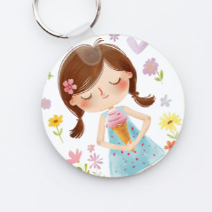 Llavero Chica lindo con cadena acrílica helada