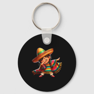 Llavero Chica Mexicana Hace Dabbing con Poncho Fiesta Feli
