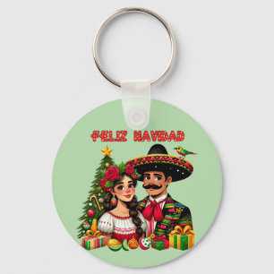 Llavero Chica mexicano: árbol de navidad Feliz Navidad art