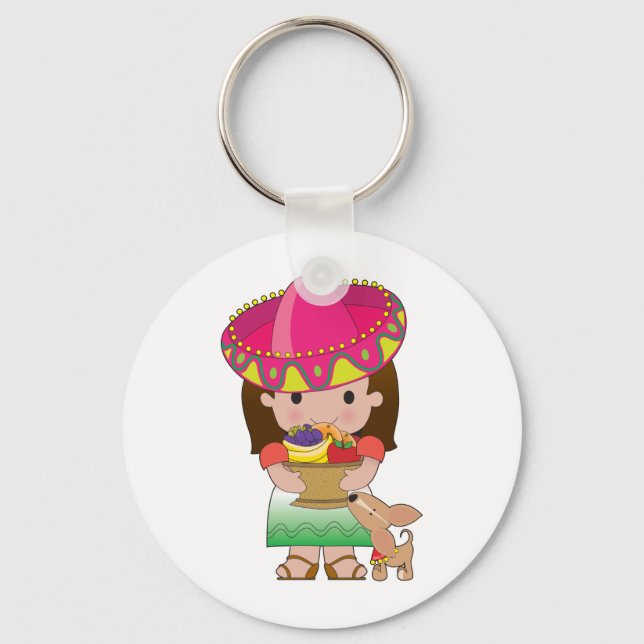 Llavero Chica mexicano y perro (Anverso)