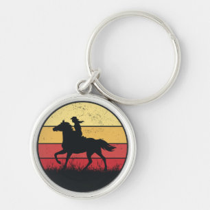 Llavero Chica Montando Caballo Vintage Sunset Texas Cowgir