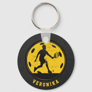 Llavero Chica Mujer Jugadora De Pickleball Racketball Nomb