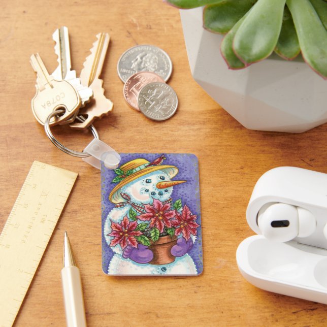 Llavero Chica Navidad con poinsettia (Escritorio )